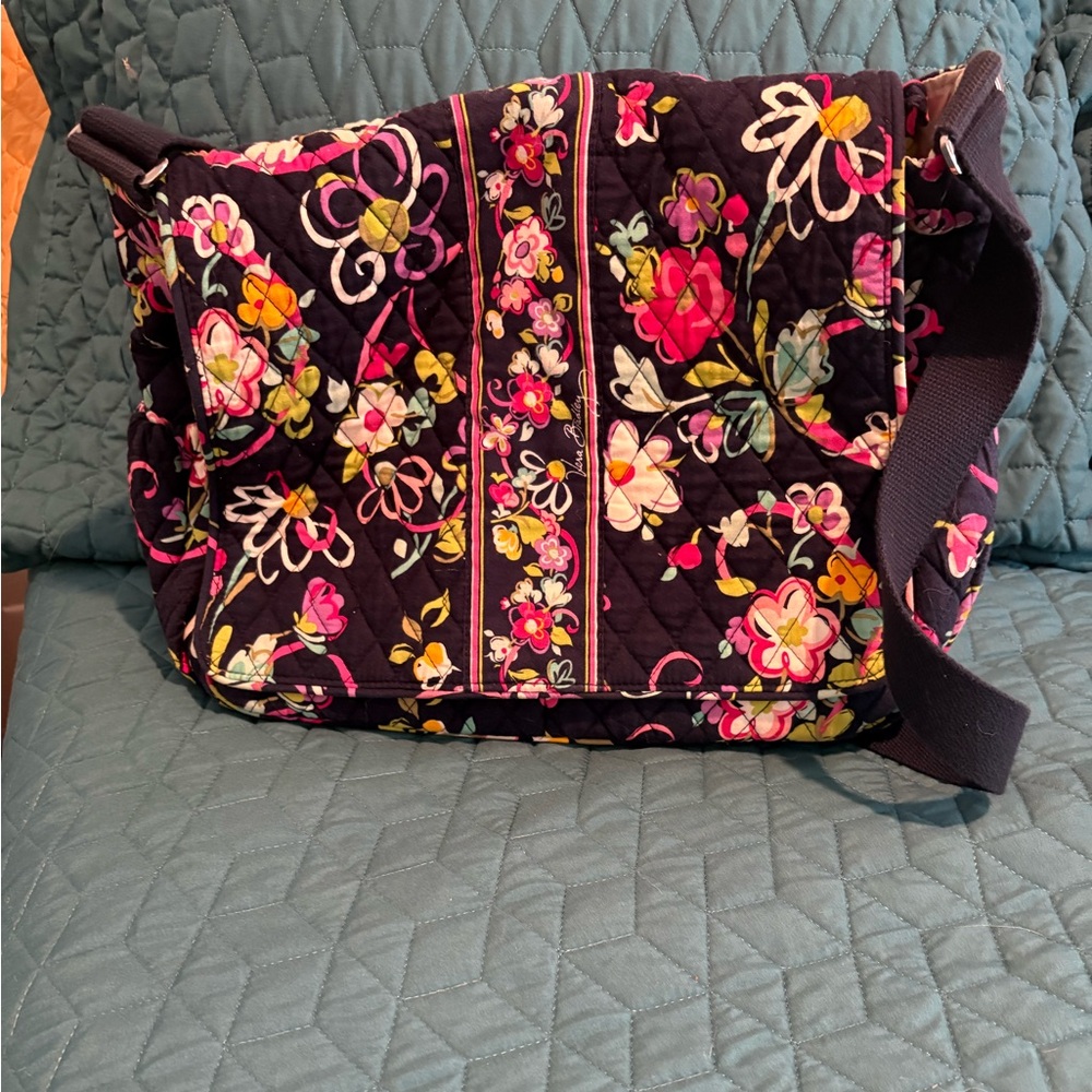 Vera Bradley White Baby Bag with Floral Trim